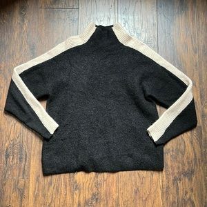 & Other Stories Black/Tan Mock Neck Wool Blend Sweater